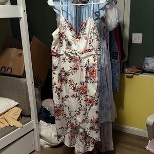 Floral Spaghetti Strap High-Low Dress